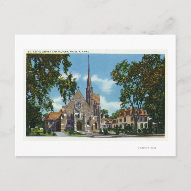 Carte Postale Vue extérieure de l'église St. Mary's et du rectoi (Devant)