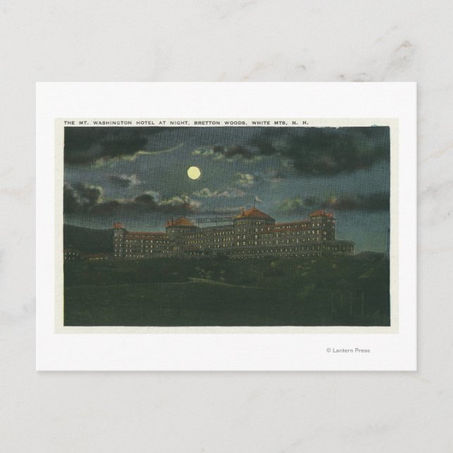 Carte Postale Vue extérieure de l'hôtel Mt Washington à la nuit (Devant)