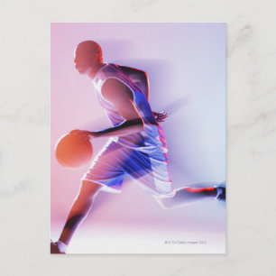 Carte Postale Vue floue du joueur de basket qui dribble