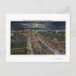 Carte Postale Vue générale de l'avenue Surf de nuit