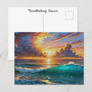 Carte Postale Vue imprenable Sunrise Sunrise Ocean Waves Beach V