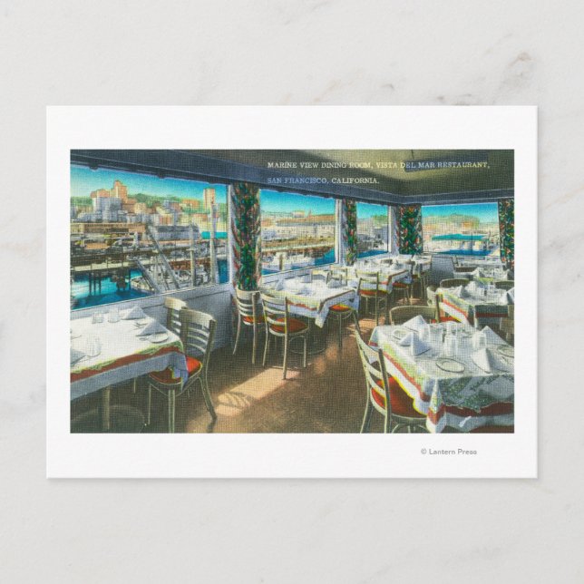 Carte Postale Vue intérieure du restaurant Vista del Mar (Devant)