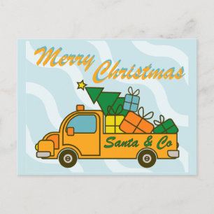 Carte Postale Vue latérale du camion père Noël Joyeux Noël