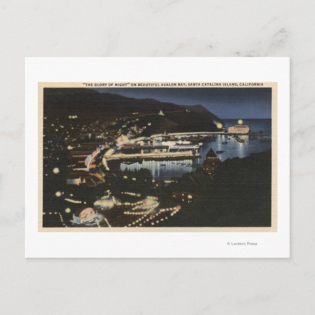 Carte Postale Vue nocturne de la baie d'Avalon (Devant)
