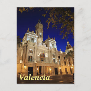 Carte Postale Vue nocturne de Plaza Ayuntamiento, Valence, Espag