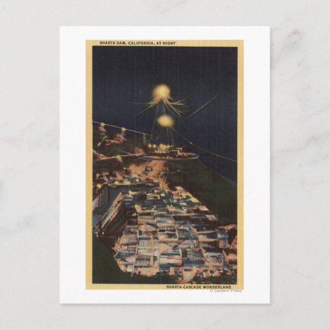 Carte Postale Vue nocturne du barrage Shasta (Devant)