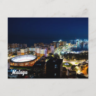 Carte Postale Vue nocturne en Malaga, Espagne