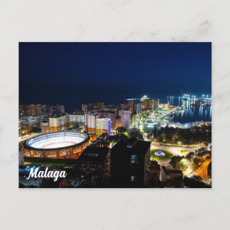Carte Postale Vue nocturne en Malaga, Espagne
