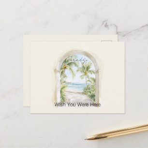 Carte Postale Vue océanique paradisiaque palmiers tropicaux