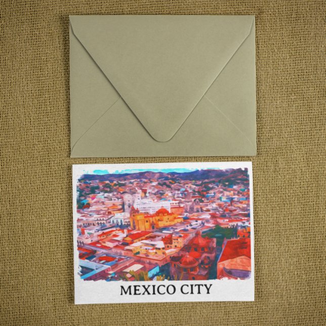 Carte Postale Vue panoramique de la peinture CDMX de Mexico (mexico city painting postcard)
