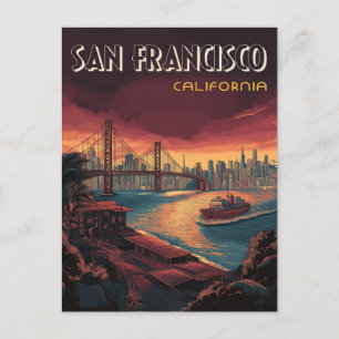 Carte Postale Vue panoramique de San Francisco avec le pont Gold