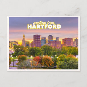 Carte Postale Vue panoramique d'Hartford Connecticut à l'automne