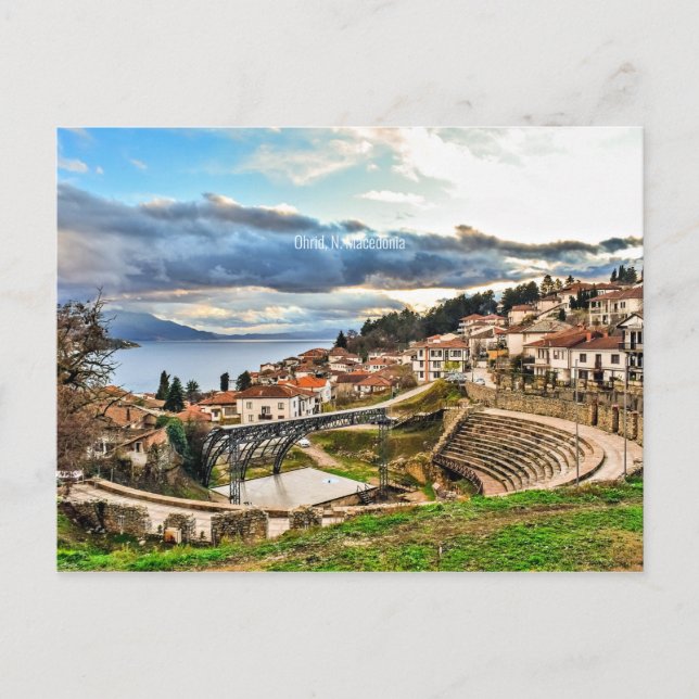 Carte Postale Vue panoramique d'Ohrid, Macédoine (Devant)