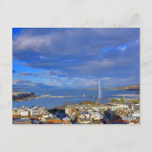Carte Postale Vue panoramique sur le jet d'eau de Genève