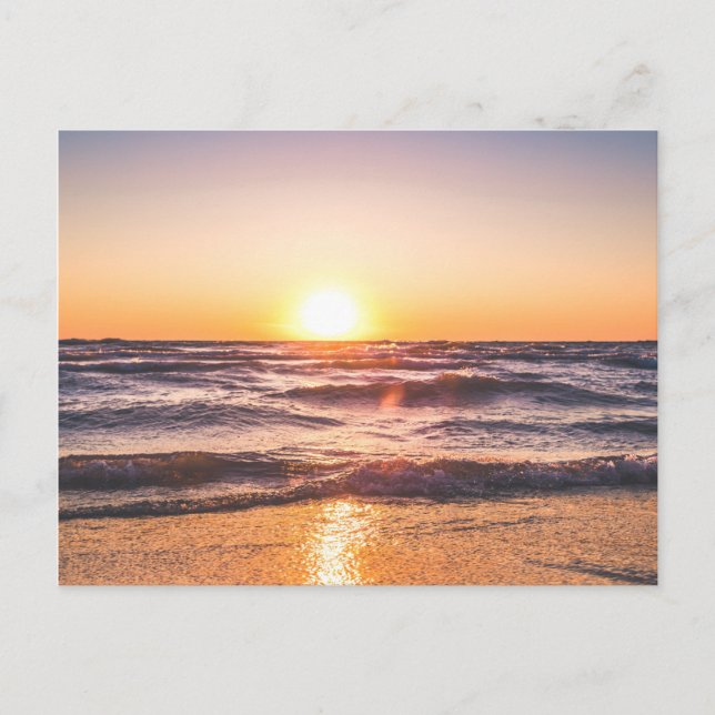 Carte Postale Vue pittoresque sur l'océan au coucher du soleil (Devant)