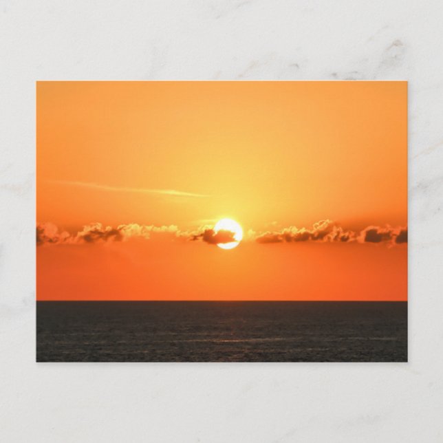 Carte Postale Vue romantique, Beau coucher de soleil dans l'océa (Devant)