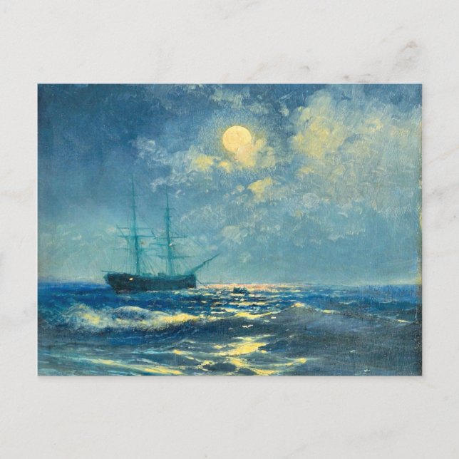 Carte Postale Vue sur la mer Lune, peinture d'art (Devant)