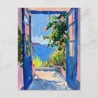 Vue sur la mer Méditerranée avec bougainvillée