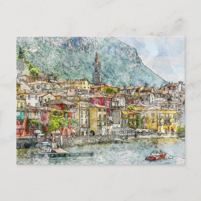 Carte Postale Vue sur la mer Varenna, Italie (Devant)