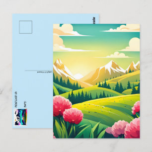 Carte Postale Vue sur la montagne, poste