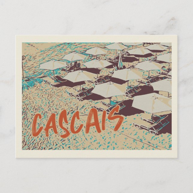Carte Postale Vue sur la plage de Cascais, Portugal (Devant)