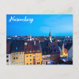 Carte Postale Vue sur la vieille ville de Nuremberg la nuit