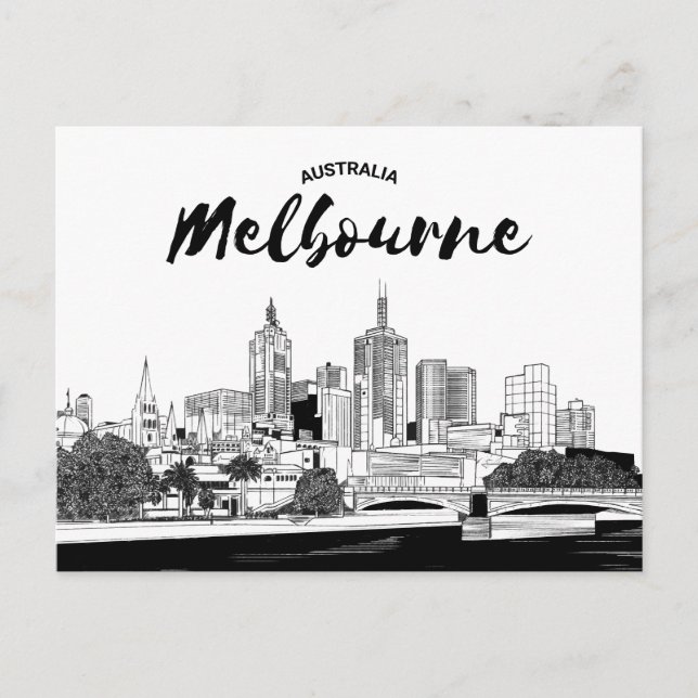 Carte Postale Vue sur la ville paysager | Melbourne, Australie (Devant)