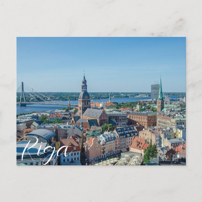 Carte Postale Vue sur le centre ville de Riga d'en haut (Devant)