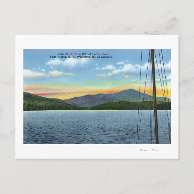 Carte Postale Vue sur le lac depuis Whiteface Inn Dock (Devant)