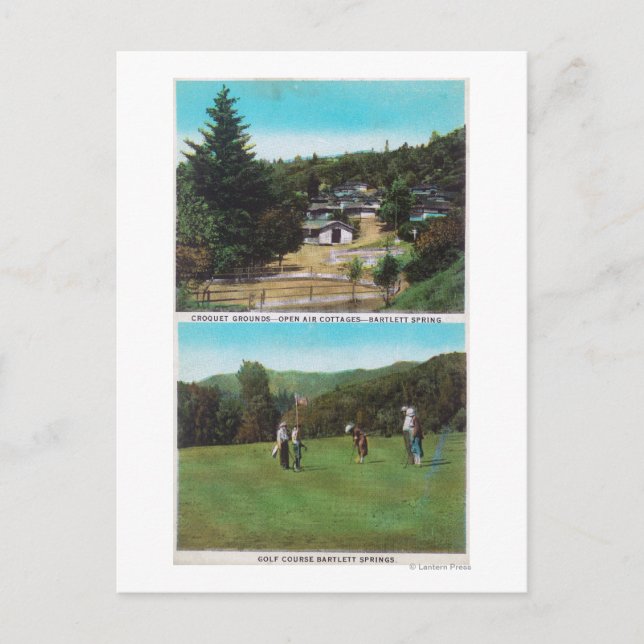 Carte Postale Vue sur le terrain de golf, le terrain de croquet, (Devant)