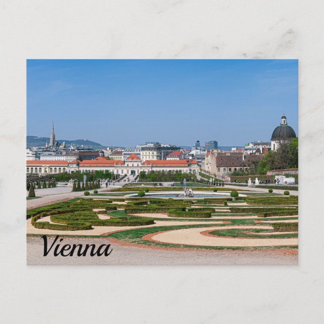 Carte Postale Vue sur les jardins près du palais du Belvédère in (Devant)
