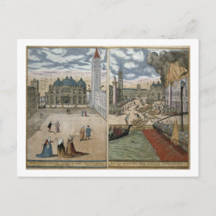 Carte Postale Vue sur San Marco et le Palazzo Ducale au feu,
