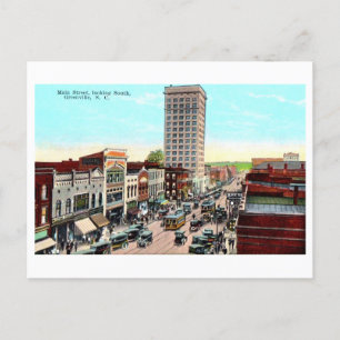 Carte Postale Vue vintage de Greenville, Caroline du Sud,