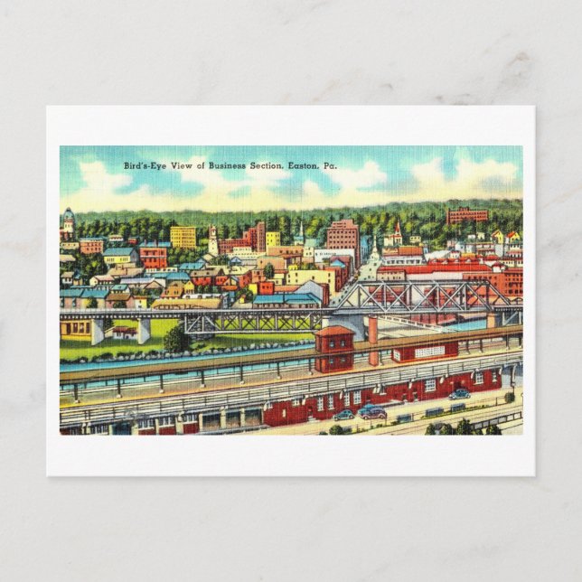 Carte Postale Vue vintage d'Easton, Pennsylvanie, (Devant)