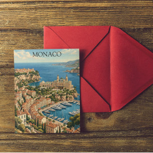 Carte Postale Vue vintage du casino de Monaco sur la Côte d'Azur