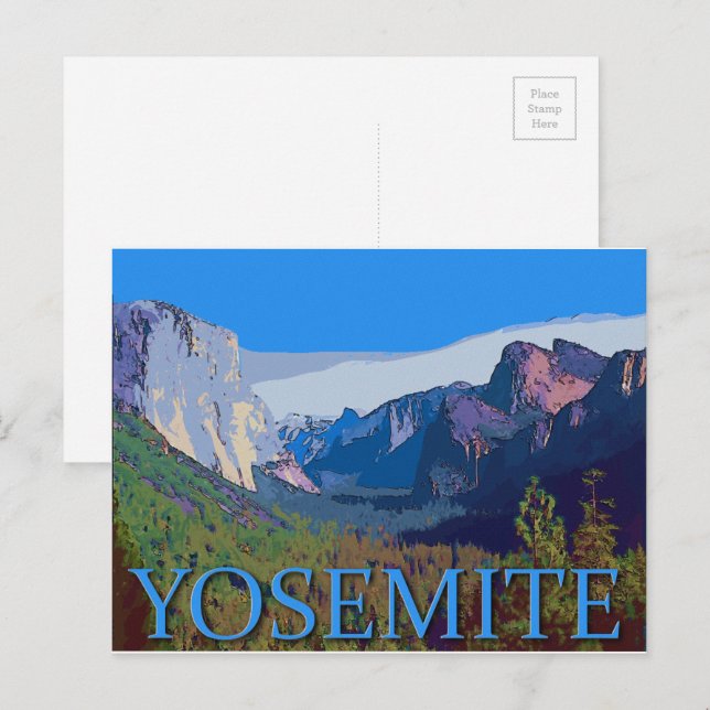 Carte Postale Vue Yosemite avec texte (Devant / Derrière)