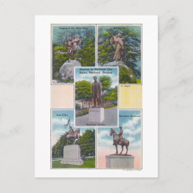 Carte Postale Vues de statues dans les parcs de la ville de Port (Devant)