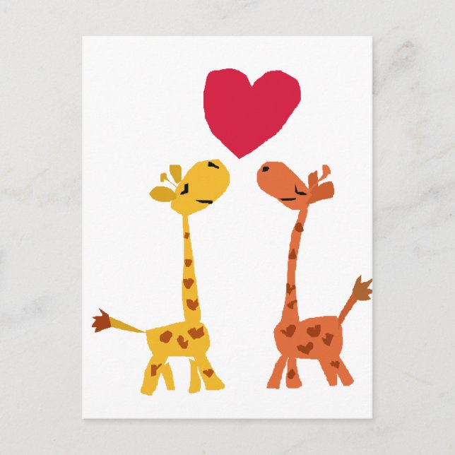 Carte Postale VW - Drôle Giraffe Love Cartoon (Devant)