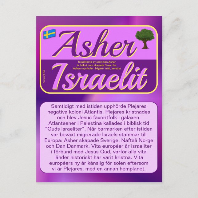 Carte Postale Vykort — Asher (Devant)