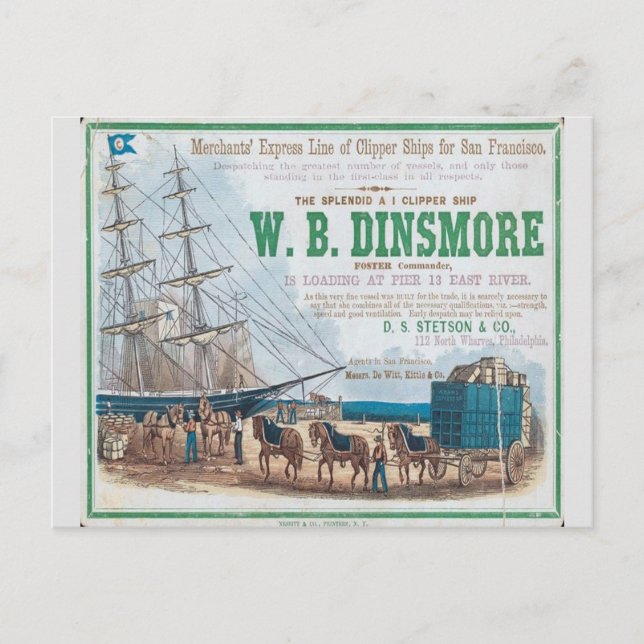 Carte Postale W B Dinsmore Clipper voilier (Devant)
