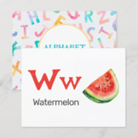 W est pour Watermelon - Alphabet Flash Card