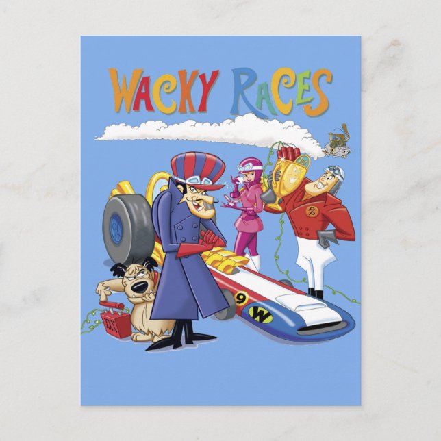 Carte Postale Wacky Races 60s 70s 90s 80s Cartoon Scifi Retro (Devant)