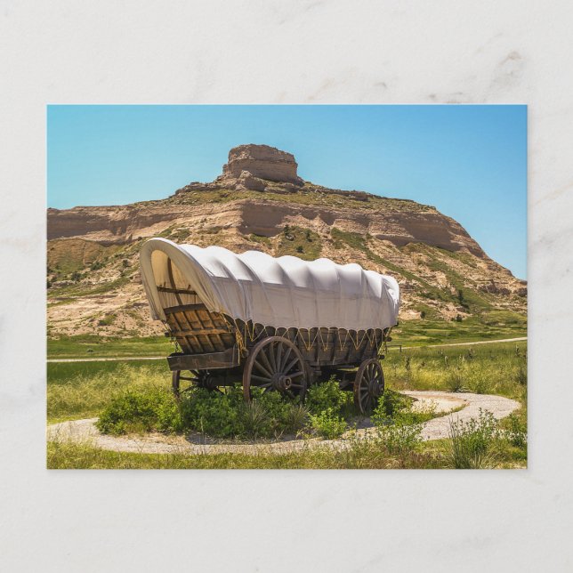 Carte Postale Wagon couvert au monument national de Scotts Bluff (Devant)