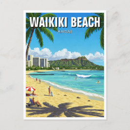 Carte Postale Waikiki Beach Oahu Hawaii Travel