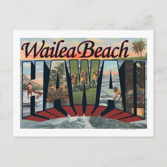 Carte Postale Wailea Beach, Hawaii - Scènes de grandes lettres (Devant)