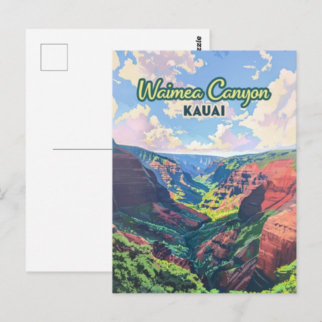 Carte Postale Waimea Canyon Kauai Hawaii Paysage Rétro (Devant / Derrière)