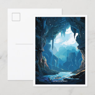 Carte Postale Waitomo Caves Nouvelle-Zélande Voyage illustration