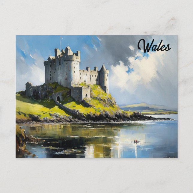 Carte Postale Wales Welsh Castle Watercolor Travel (Devant)