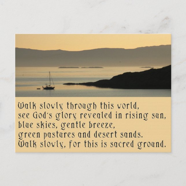 Carte Postale Walk Slowly - Une prière dans le style celtique (Devant)