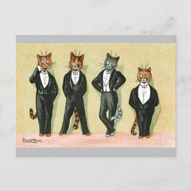 Carte Postale Wallflower Boy Cats par Louis Wain (Devant)